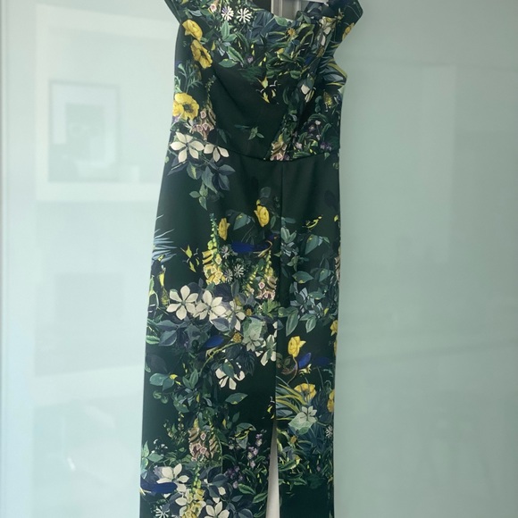 TED BAKER LONDON ~ Devina ~ Green Floral Bardot Midi Strapless Bodycon Dress ~ - Picture 5 of 5